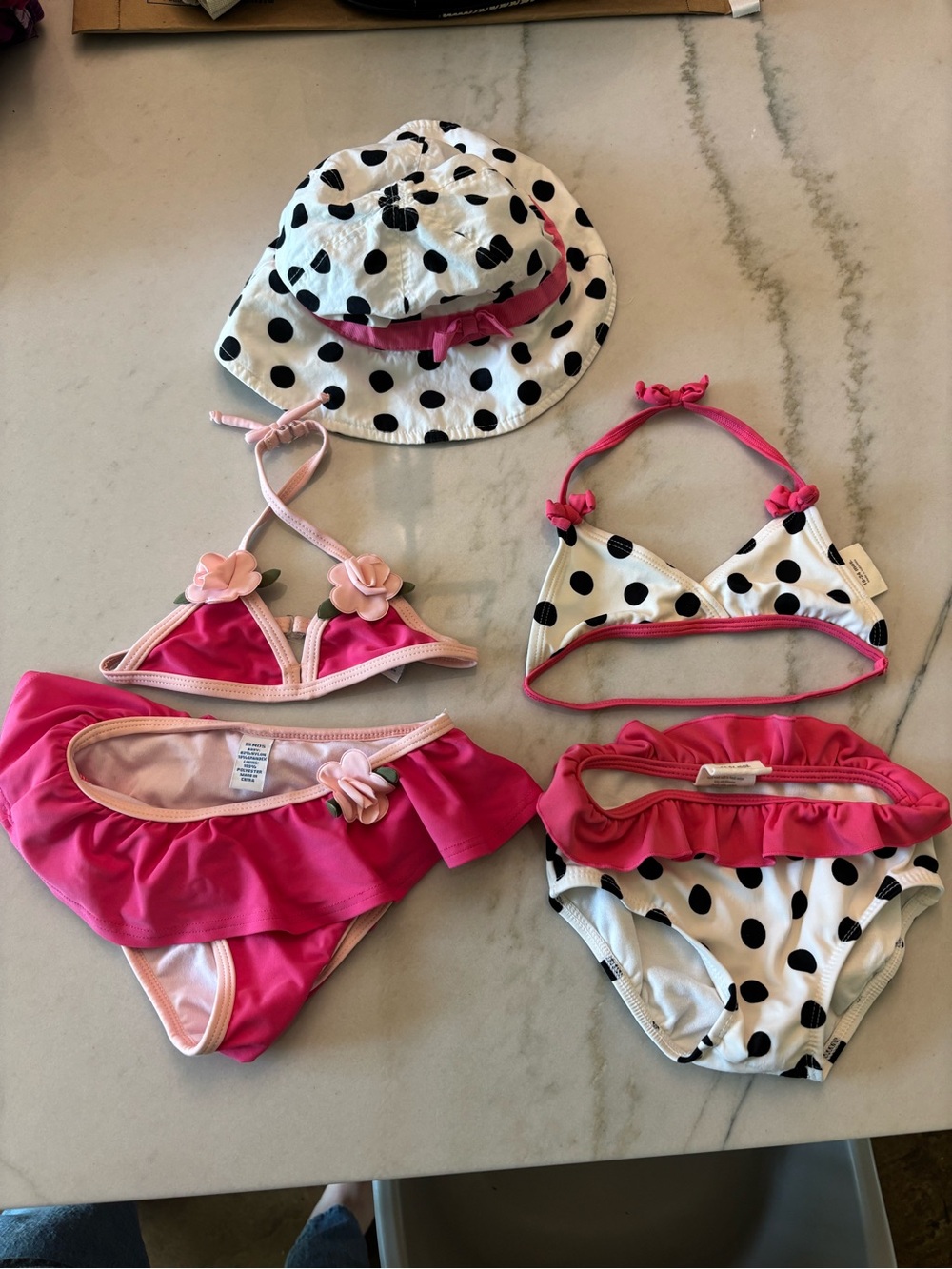 Toddler Girls Bathing Suits Pink Polka Dots 18-24m